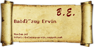 Balázsy Ervin névjegykártya